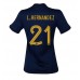 Tanie Strój piłkarski Francja Lucas Hernandez #21 Koszulka Podstawowej dla damskie MŚ 2022 Krótkie Rękawy